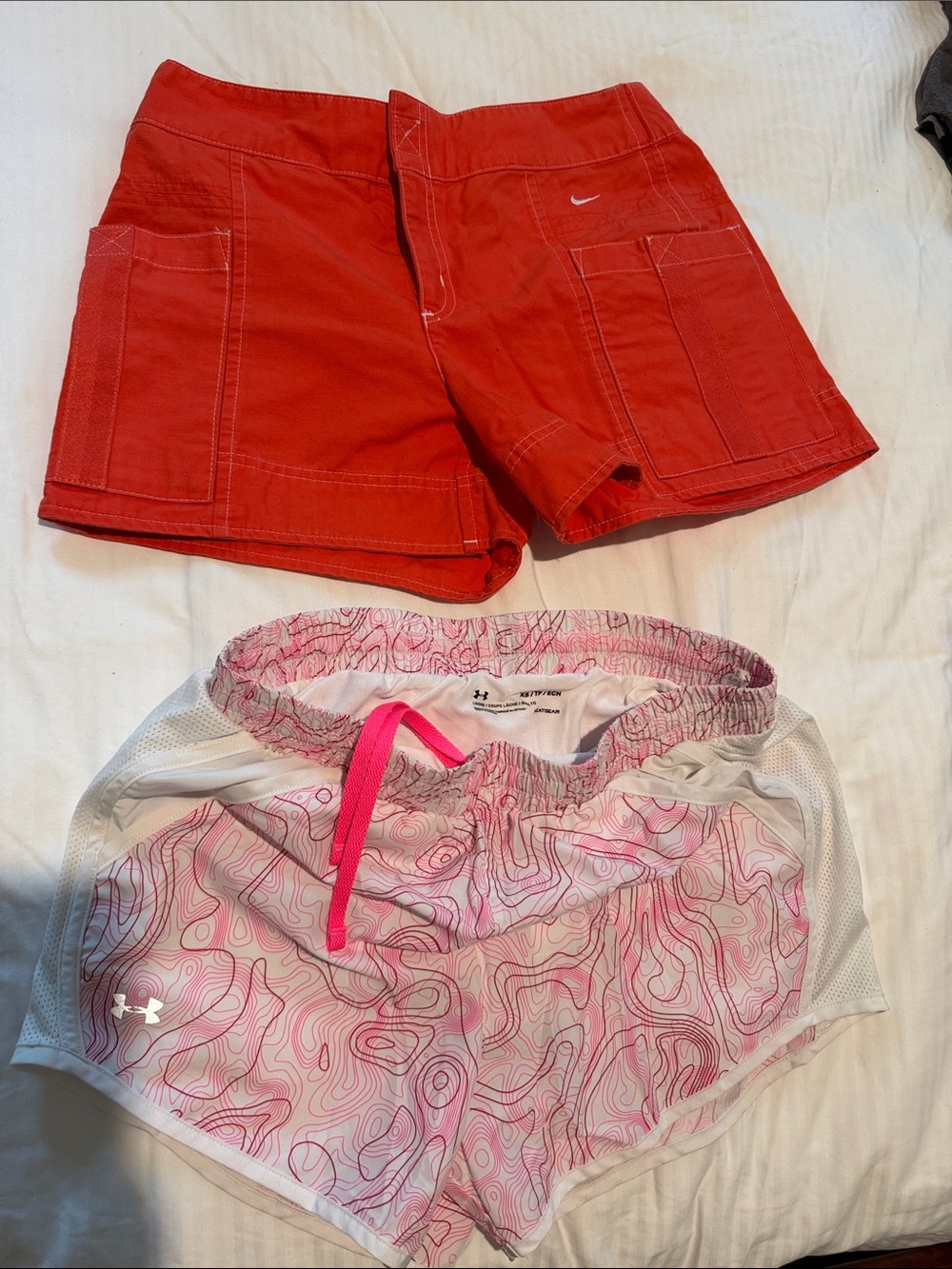 New Nike & Under Armour Women's White & Pink and orange Athletic Shorts XS